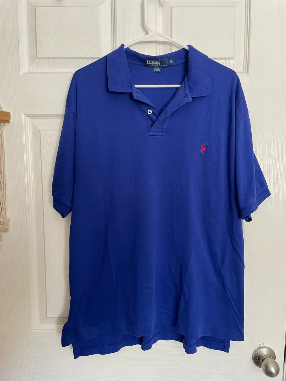 Polo by Ralph Lauren 100% Cotton Mens XL Royal Blue Polo with Red Logo